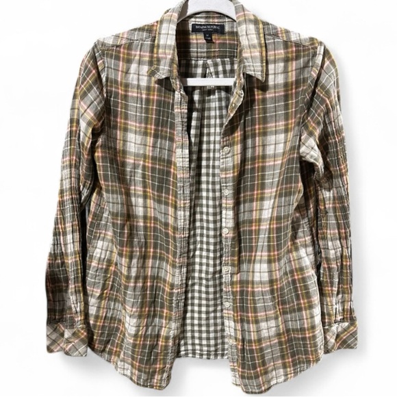 Banana Republic soft-wash multi-plaid boyfriend shirt m - Picture 2 of 7
